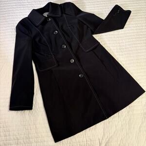 Anne Klein Vintage Black Matte Trench Coat Womens Medium